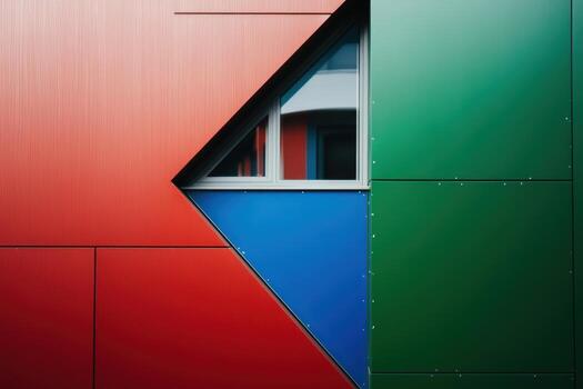 vistoso arquitectónico diseño presentando geométrico formas en moderno edificio foto