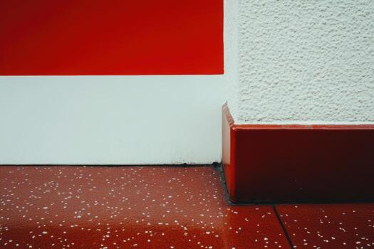Vibrant red and white corner of a modern interior space with unique textures photo