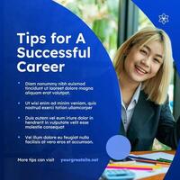 Blue Tips for A Successful Career LinkedIn Post Template