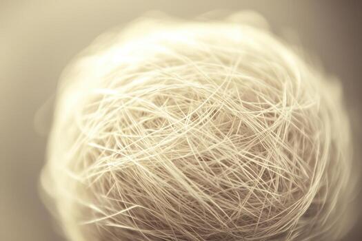 Delicate strands of light create a soft, textured sphere in warm tones photo