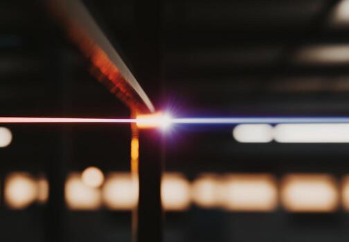 Laser cutting process in a workshop during the evening light photo