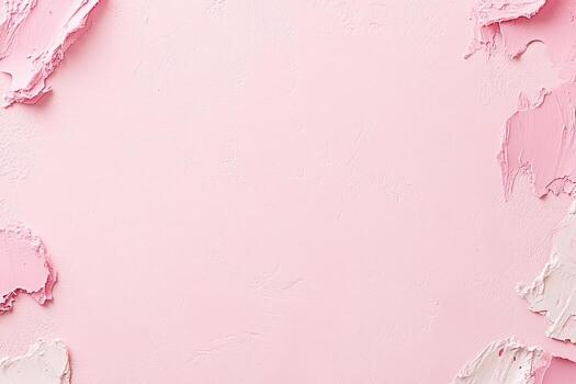 Soft pink textured background with paint strokes on edges creating a frame photo