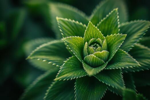 Close-up view of a succulent plant showcasing intricate leaf patterns photo