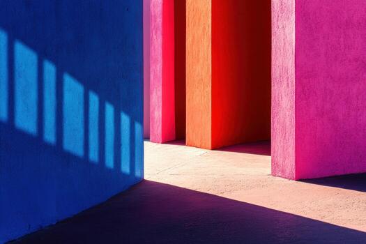 Vibrant architecture casts striking shadows and colors in cities photo
