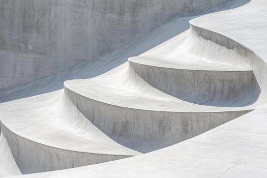 Descent of smooth concrete steps in a modern skate park at midday photo