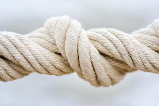 Detailed close-up of twisted rope showcasing intricate fibers and knots photo