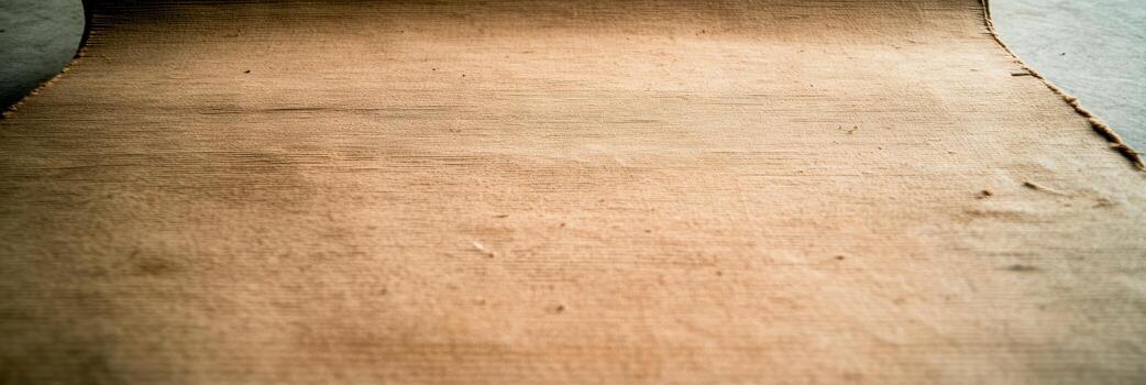 Natural texture of unrolled parchment on a wooden surface in a warm light photo