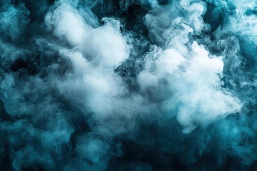 Swirling white and blue smoke creates an abstract and ethereal atmosphere photo