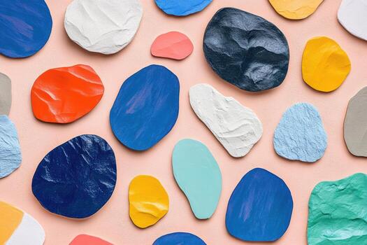 Colorful abstract shapes on a textured background in art photo