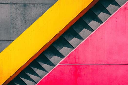 Colorful staircase in modern architecture with shadow effects and vibrant hues photo