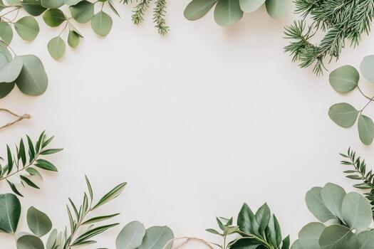 Greenery arrangement showcasing fresh leaves on a light background photo