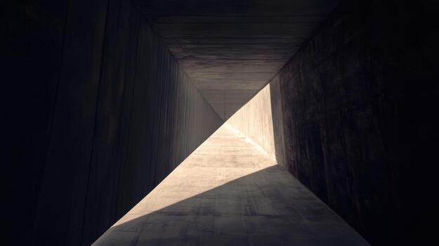 Light streaming through a geometric concrete tunnel creates striking contrast photo