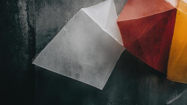 Colorful geometric shapes on a dark background for artistic display photo
