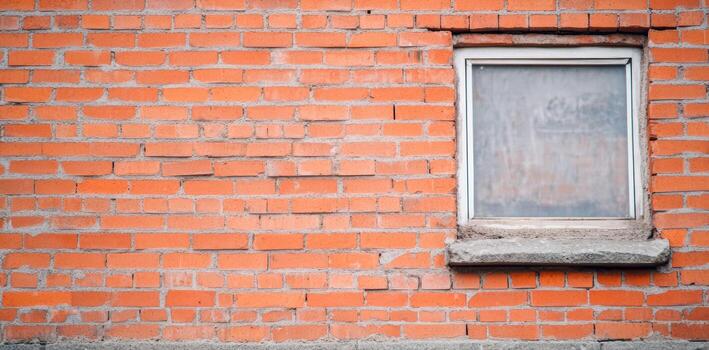 Brick wall with a single window in an urban setting during daylight hours photo