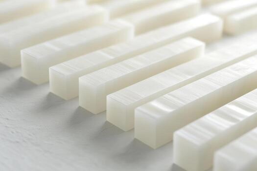 Creative arrangement of translucent geometric shapes on a light surface photo