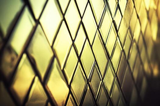 Textured stained glass window creating a warm golden atmosphere photo