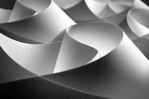 Intricate patterns formed by white paper curls in soft light photo