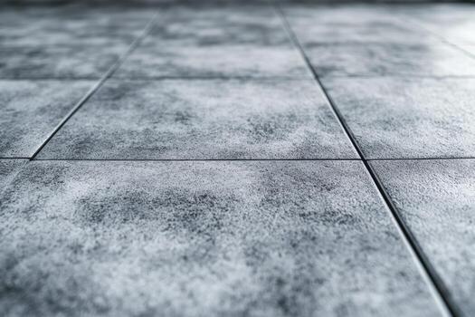 Close-up view of textured gray tiles on a floor in a modern interior space photo