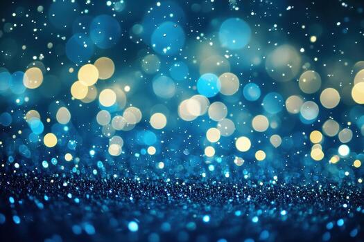 Sparkling blue and gold bokeh lights create a mesmerizing background effect photo