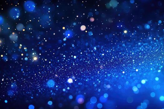 Stars and shining lights create a mesmerizing blue sparkling background photo