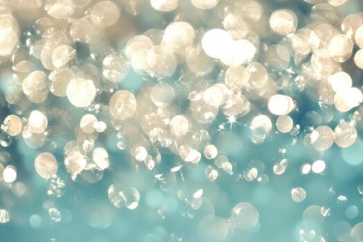 Bubbles of light create a dreamy atmosphere over a soft blue background photo