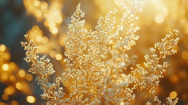 Sunlight shining through delicate golden grass in a serene nature setting photo