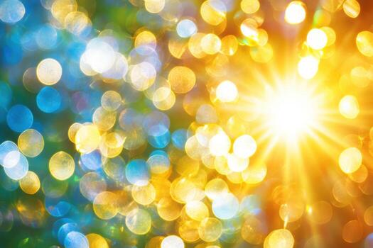 Colors of light sparkle in a vibrant display during golden hour photo