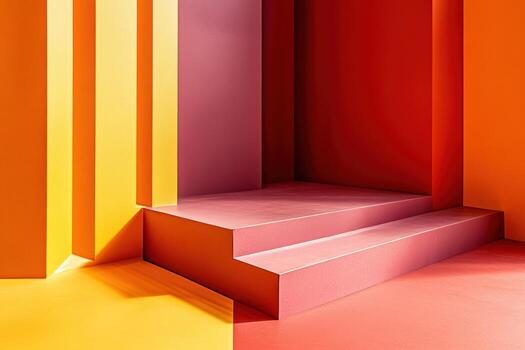 Colorful geometric shapes create a vibrant artistic space with textures photo