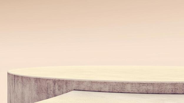 Clean modern concrete platform in a minimalist setting at sunset photo