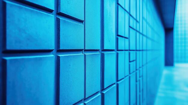 Exploration of geometric patterns in blue architecture during daylight photo