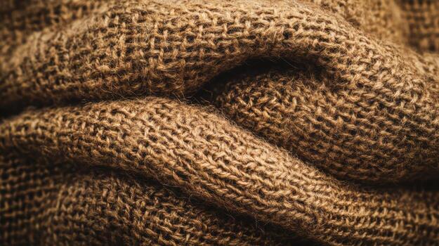 Textured brown fabric close-up showcasing intricate weaving patterns photo