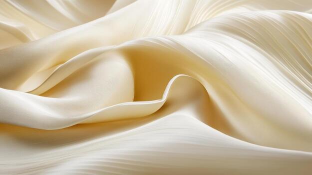 Smooth beige silk fabric flowing gently in soft light at close range photo