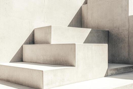 Modern concrete stairs with shadows in minimalist architectural design photo