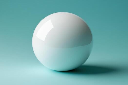 Beautiful white glossy sphere on a soft blue background with soft shadows photo