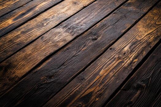 Natural wooden planks displaying rich textures and grain patterns on flooring photo