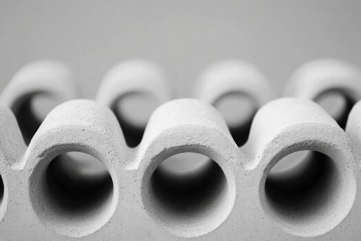 Close-up view of textured white material with rounded shapes and holes photo