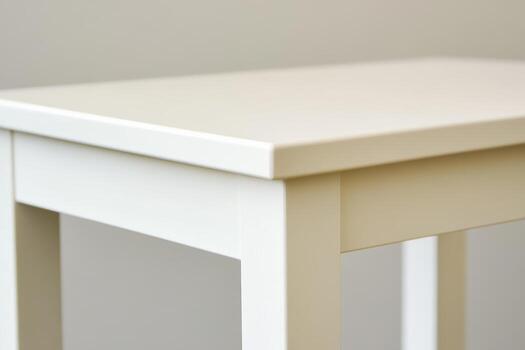 Simple white wooden table with clean lines and modern design photo