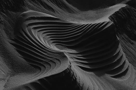 Curved sand patterns create mesmerizing shapes in desert landscape photo