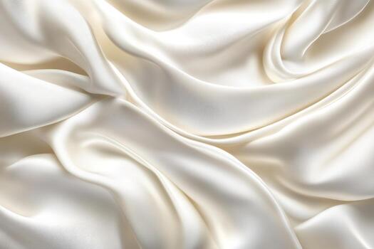 Elegant white satin fabric draped in soft folds showcasing texture photo
