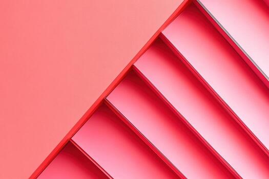 Striking geometric patterns in vibrant pink staircase design photo
