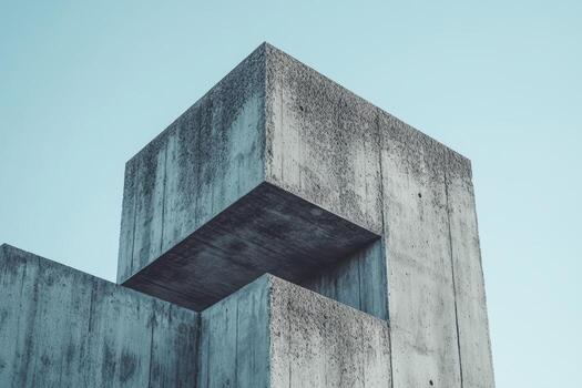 Concrete structure showcases modern architectural design against a clear sky photo