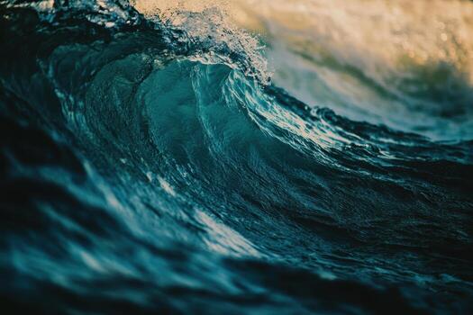 Waves crashing on a beach during sunset with vivid colors and textures photo