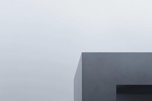 Modern architectural structure against a cloudy sky in minimalistic style photo