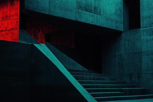 Vibrant architectural design with sharp contrasts and dramatic lighting effects photo