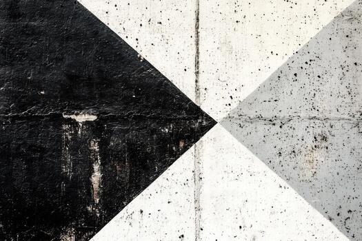 Abstract black and white geometric pattern on concrete wall surface photo
