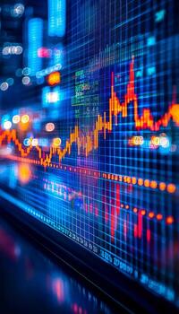 Digital stock market data visualization with financial graphs on a futuristic display photo