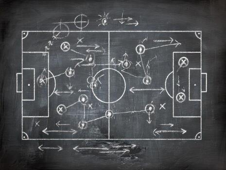 Tactical soccer strategy diagram illustrating player movements, passing patterns, and positioning principles for effective team coordination on the field photo