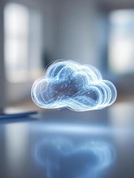 Digital cloud representing cloud computing and data storage technology photo