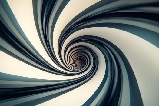 Abstract spiral tunnel with swirling motion and black and white gradient photo
