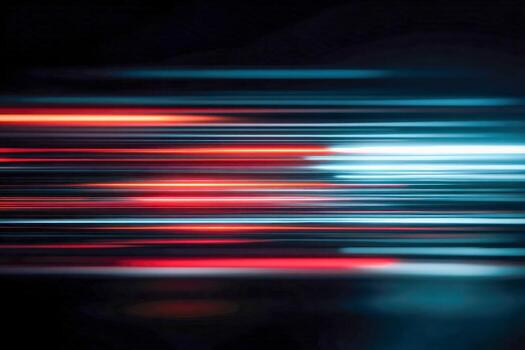 Vibrant streaks of red and blue light trails creating a dynamic motion effect against a dark background symbolizing speed and futuristic technology concepts photo